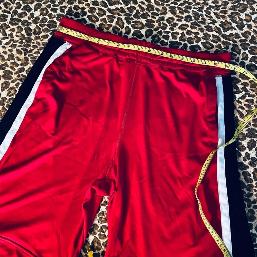 Red w/ Black White Stripe Athletic shorts Medium